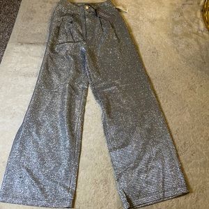 Silver sequin wide leg pants